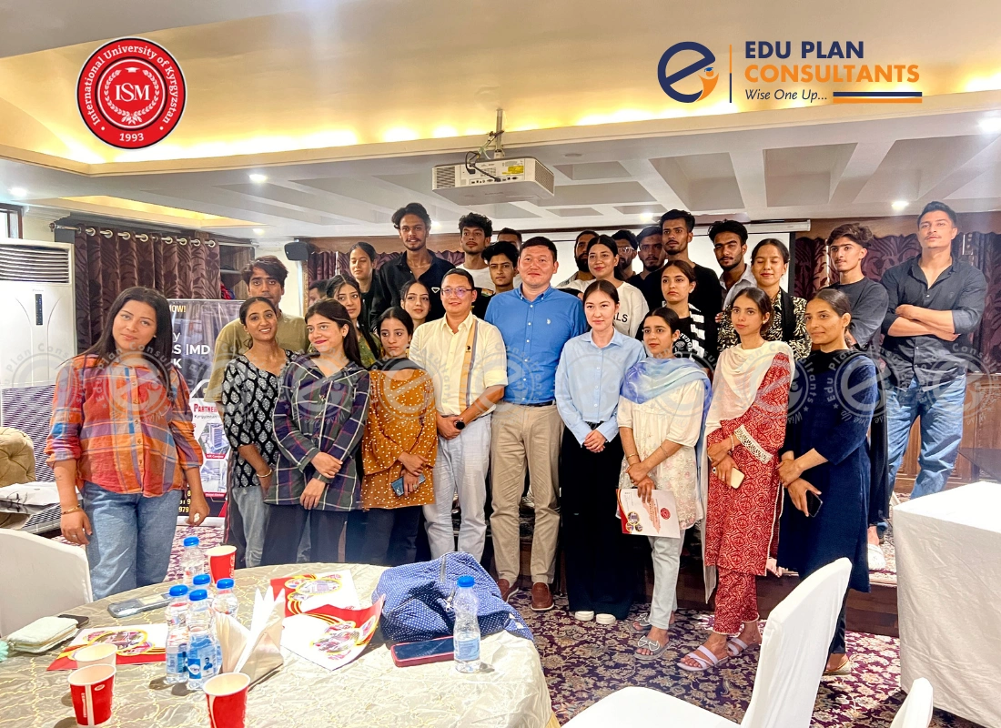 Kashmiri students engage with delegates from the International University of Kyrgyzstan in a session organized by Edu Plan Consultants.