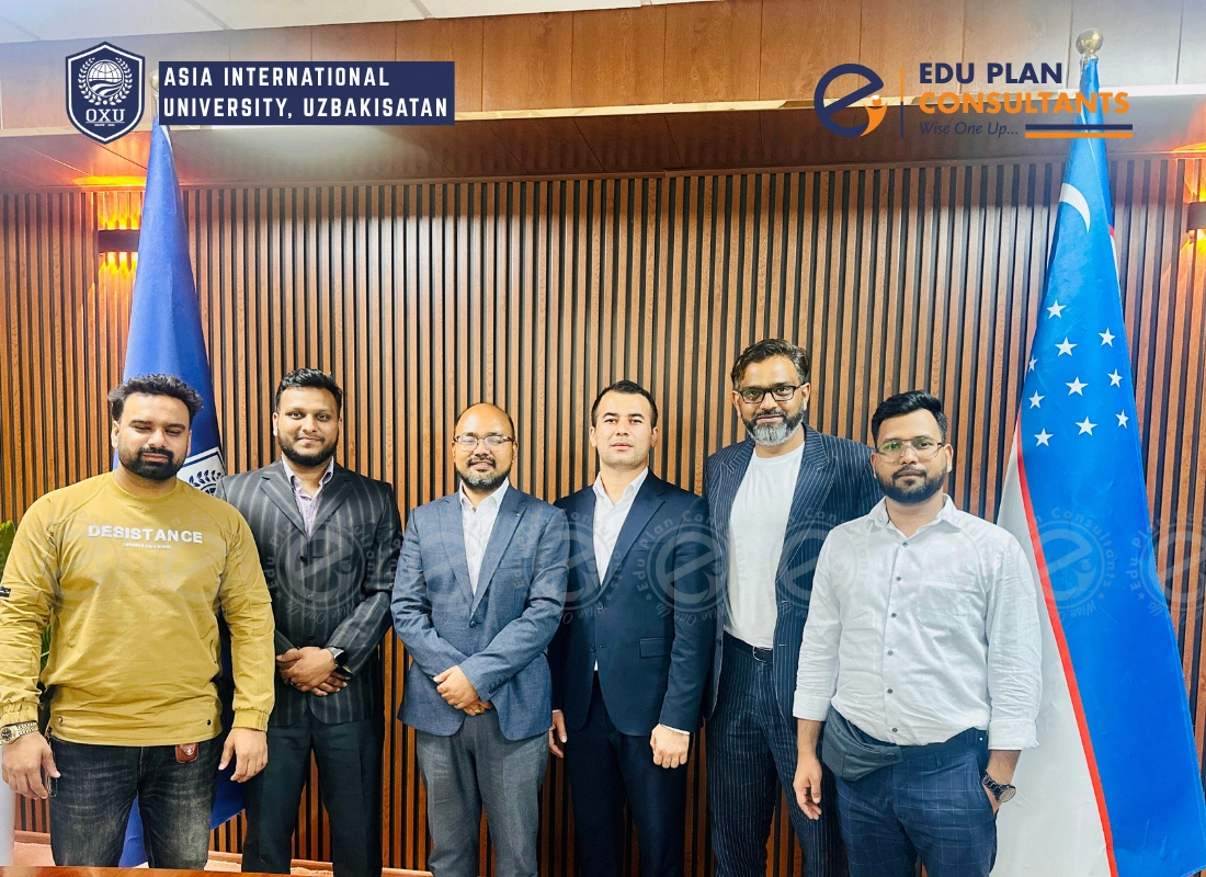 Team from the Faculty of Asia International University, Bukhara, with Edu Plan Consultants — collaborating to shape futures.
