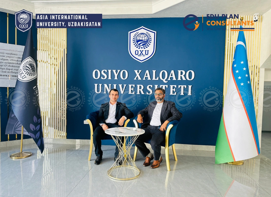 Productive discussions at Asia International University, Bukhara! The International Student Coordinator and the Managing Director of Edu Plan Consultants planning for excellence in international student recruitment and support.